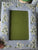 Embroidered Beaded Flowers Blue Linen Picture Frame