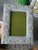 Embroidered Beaded Flowers Blue Linen Picture Frame