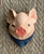 Vintage Pig Head Wall Pocket Hanging Planter / Utensil Holder w/ Navy Bandana Hand Painted
