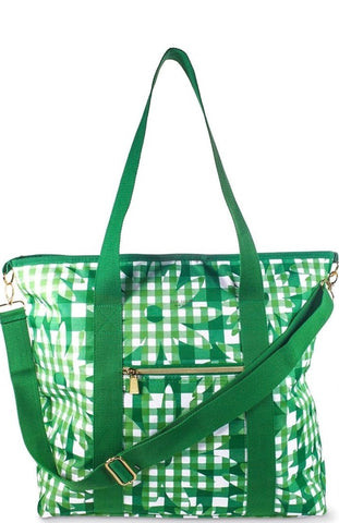 NWT Kate Spade Green Daisy Gingham Daisy Insulated Cooler Tote