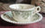 Rare Antique Copeland Spode Ruins Green Transferware Teacup & Saucer Acorn & Oak Leaf Border