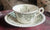 Rare Antique Copeland Spode Ruins Green Transferware Teacup & Saucer Acorn & Oak Leaf Border