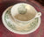 Rare Antique Copeland Spode Ruins Green Transferware Teacup & Saucer Acorn & Oak Leaf Border