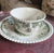 Rare Antique Copeland Spode Ruins Green Transferware Teacup & Saucer Acorn & Oak Leaf Border