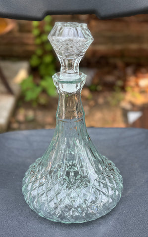 Vintage  Pressed Glass Crystal Decanter & Stopper Never Used