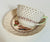 Vintage English Brown  Transferware Teacup & Saucer Colorful Flowers Royal Doulton