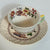 Vintage English Brown  Transferware Teacup & Saucer Colorful Flowers Royal Doulton