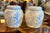 Pair of Light Blue & White Floral Pheasants English Ginger Jars Vintage Transferware