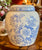Pair of Light Blue & White Floral Pheasants English Ginger Jars Vintage Transferware