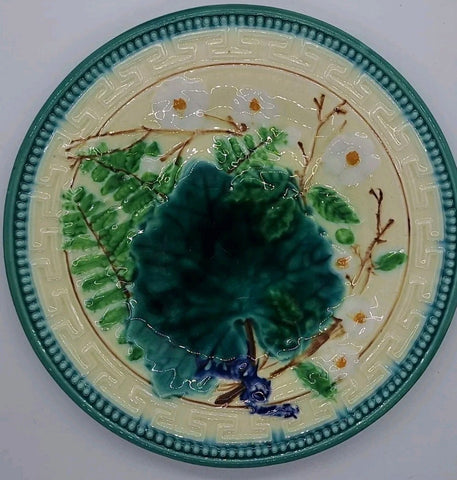 Antique 1890s German Majolica Fern & Leaf Plate – Schmider Zell