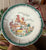 Hand Painted Transferware Pedestal Compote Plate Bee Skep Plate Thatched Cottage English Garden