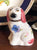 Vintage 4" English Staffordshire Spaniel Dog Figurines Hand Painted Pansies HTF