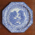 Vintage Blue British Transferware Octagon Plate Chintz Border Cattle Geese Cottage Rural Scenery