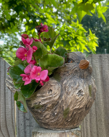 Charming Faux Bois Bird Shape Planter / Flower Pot