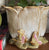 Tulip Shape Hand Painted Majolica Planter Flower Pot w/ Butterflies