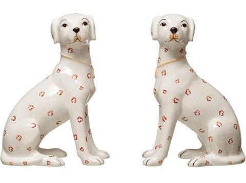 10" Tall Pair Hand Painted Chintz Staffordshire Dog Figurines