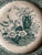 Antique Early Staffordshire Circa 1856 - 1866 Green Teal Transferware Plate Urn Flowers Dragonfly Livesay Powell Indian