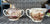Historic America Brown English Transferware SUgar Bowl & Creamer Acorns Oak Leaves