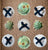 4 green Majolica and majolica sculpted  plates )
