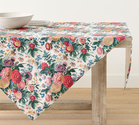 Pottery Barn Embroidered English Country Tablecloth Vintage Flowers Roses Margeaux