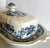 Vintage Blue & White English Transferware Lg Butter Dish Roses Bird Butterfly