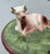 Vintage Majolica  Butter Tub Faux Bois Wood Barrel w/ Laying Cow Lid Top
