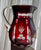 Vintage Ruby Red Bohemian Cut to Clear Crystal Glass Pitcher