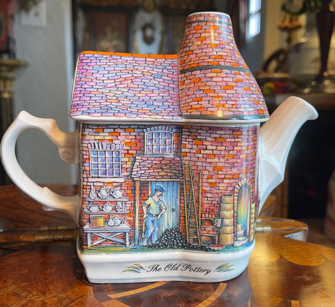 Vintage Staffordshire Bottle Kiln Shape English Teapot