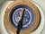 Blue & White Antique English Transfer Ware Carved Wood Butter Dish Tray Board -Midwinter Willow Transferware Plate Insert & Knife