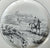 Set of 6 English Country Black Transferware Plates Fox Hunt Scene