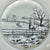 Set of 6 English Country Black Transferware Plates Fox Hunt Scene