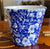 Vintage Blue Floral Chintz Calico Transferware Cache Flower Pot Planter