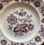 Vintage Purple Aubergine TRANSFERWARE PLATE Seed Pods Dahlias and Flowers