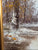 Vintage Signed Original Oil Painting Framed Landscape Stream Woods Velvet Gilt Wood Frame