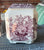 Purple English Transferware Masons Ascot Squared Canister Tea Caddy Flower Basket & Butterfly