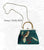 Bamboo Handle Embroidered Green Velvet Brown Bird Red Berries Clasp Purse Hand Bag