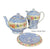 1900 Delton Burslem Staffordshire Tall Teapot Blue Transferware Chintz Birds & Florals