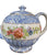 1900 Delton Burslem Staffordshire Round Teapot Blue Transferware Chintz Birds & Florals