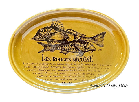 French Advertising Brown Transferware Red Mullet Fish 🐟 Fish Platter Les Rougets Nicoise