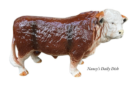 HUGE 17” Vintage English Shop Butchers Bull Shop Display Cow Hereford Figurine