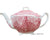 Vintage Red / Pink English Transferware Teapot Farnham Castle Scenes