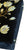 Bamboo Handle Embroidered Lotus Flowers on Black Jacquard Damask Clasp Purse Hand Bag