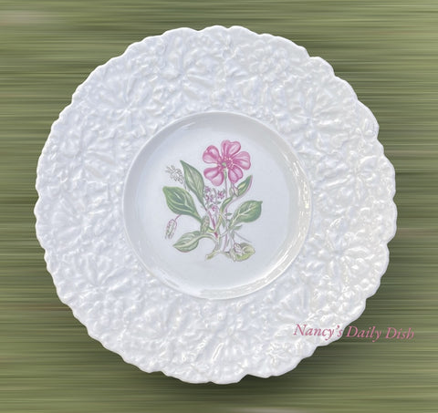 Antique Embossed Botanical Flower🌸 Rock Purslane Plate Relief Border