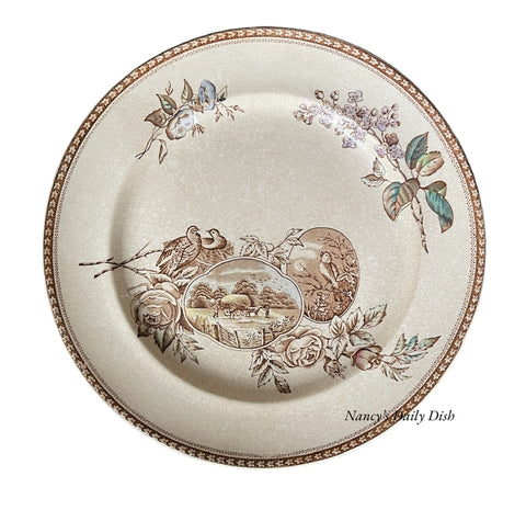 Rare J F Wileman Antique Seasons Birds Harvest Plate Aesthetic Movement China
