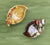 Hand Painted Majolica Birds on Brown Leaf Spoon Rest / Soap or Trinket Dish