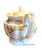 RARE XL Ca 1835 Bi Color Yellow Transferware Teapot Birds Cornelian Cherry Dogwood