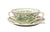 Mason's Green Transferware Fruit Basket Handled Soup Bowl & Saucer