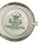 Mason's Green Transferware Fruit Basket Handled Soup Bowl & Saucer
