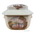 Red Polychrome Transferware Tea Caddy Safe Harbour Ship Scene  Figural Face Shaped Handles Lidded Jar
