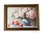 Framed Antique Oil Painting Canvas Print Peonies & Peaches & Blue & White Pitcher & Bowl